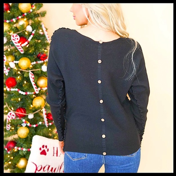 ☃️BOGO50%☃️🆕🌿ALLIE ROSE:GREEN Ribbed Back Button Down Frilly Arm Sweater SMALL - Picture 8 of 9
